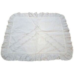 Vintage Madeira Lace King Pillow Sham White Ruffled Floral Cottage Country